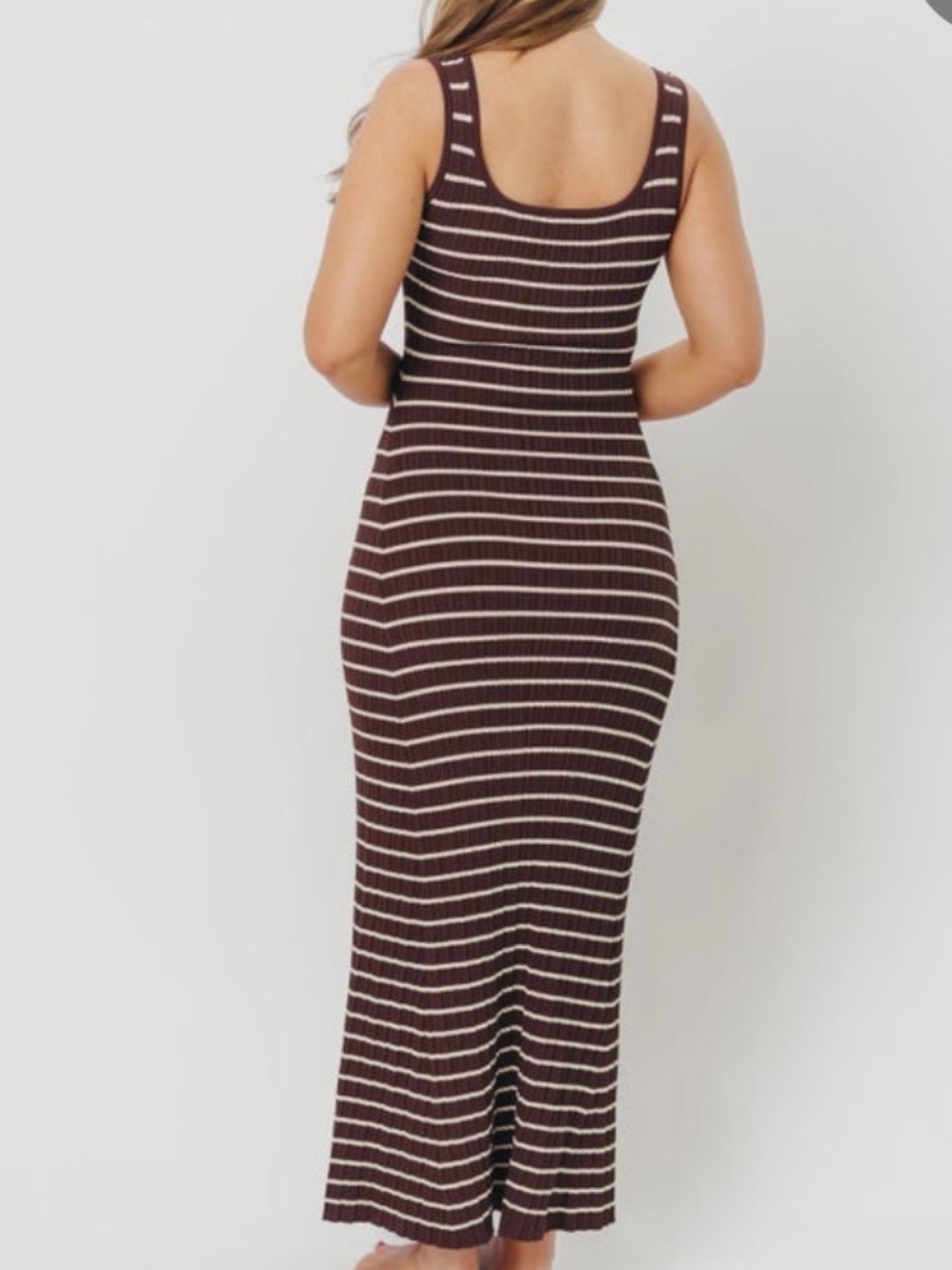 Scarlett Tank Maxi Dress in Brown/Cream Stripe - Picture 2 of 6